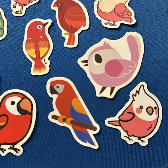 NEW! - Set of 16 bird stickers - peacock flamingo hen chicken parrot parakeet - Picture 4 of 8